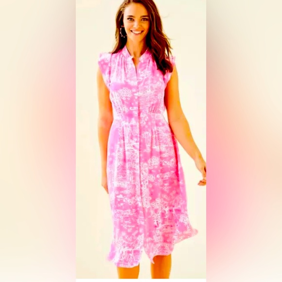 NWT Lilly Pulitzer Palm Beach Silk Midi Dress - Picture 3 of 16